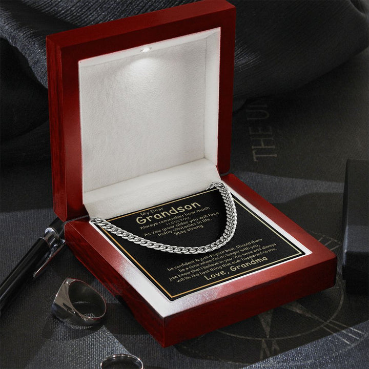 To My Grandson | I Love You Grandson From Grandma - Cuban Link Chain