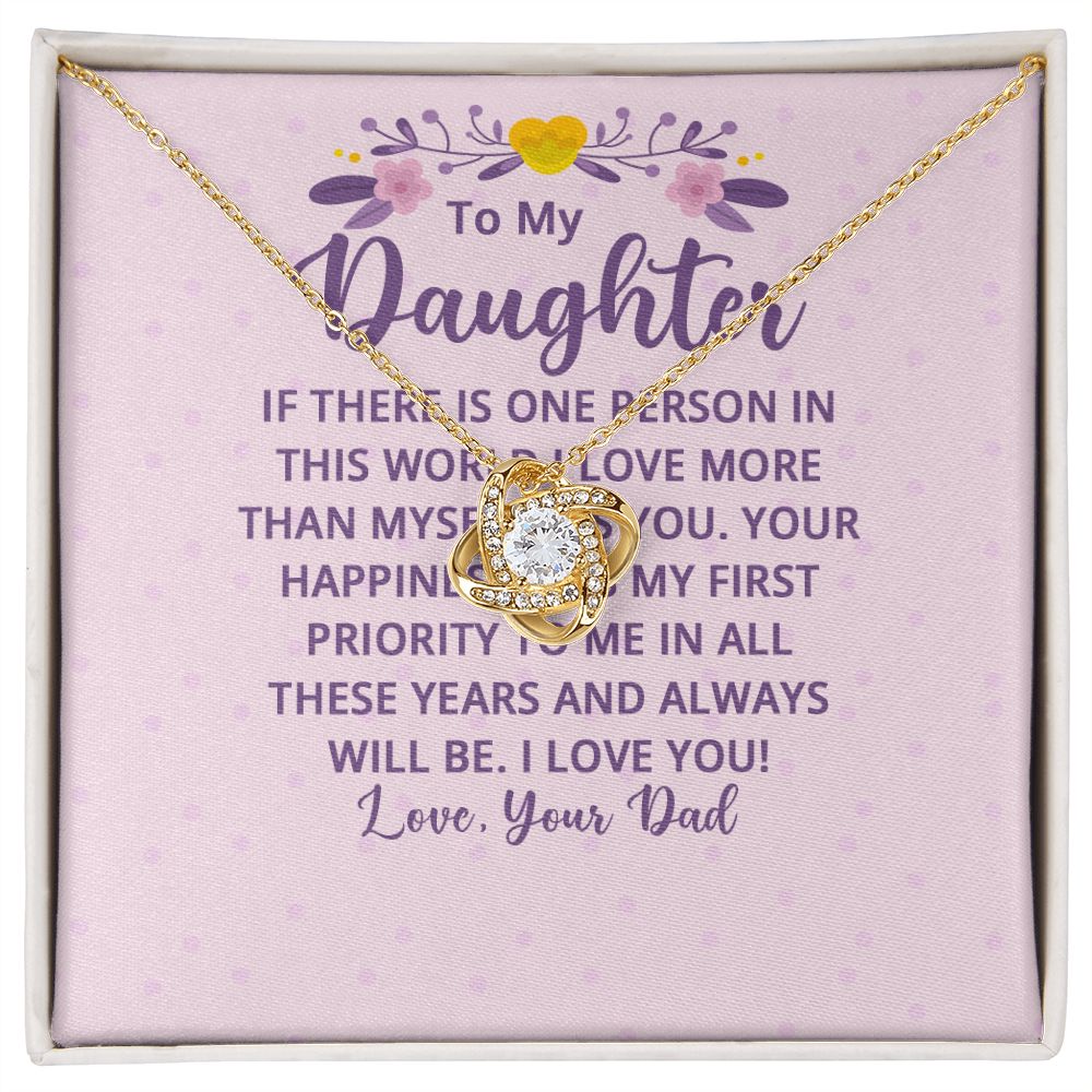 To My Daughter | I Love More Than Myself - Love Knot Necklace