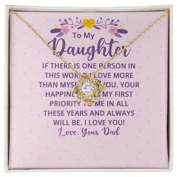 To My Daughter | I Love More Than Myself - Love Knot Necklace