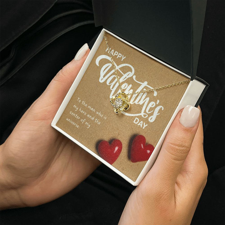 Happy Valentine's Day | To The Man Who is My Hero - Love Knot Necklace