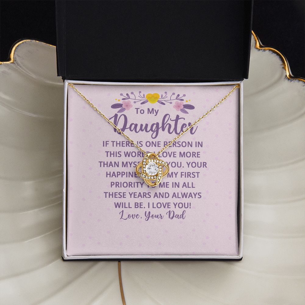 To My Daughter | I Love More Than Myself - Love Knot Necklace
