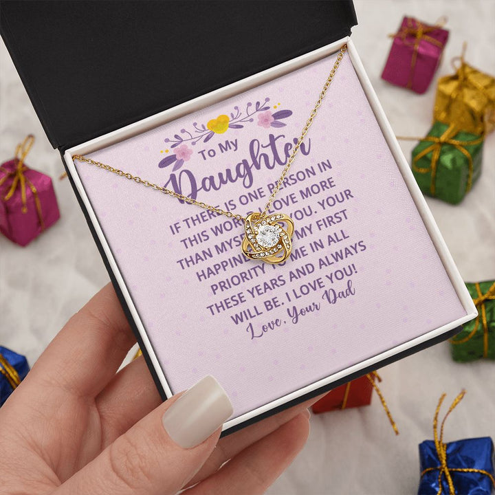 To My Daughter | I Love More Than Myself - Love Knot Necklace