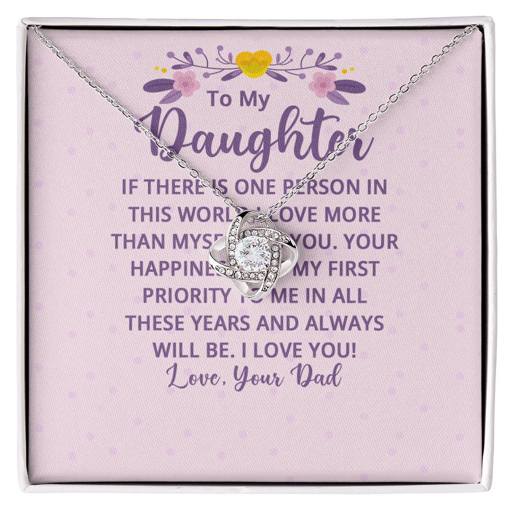 To My Daughter | I Love More Than Myself - Love Knot Necklace