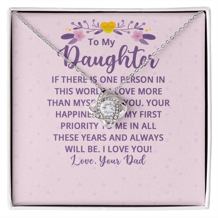 To My Daughter | I Love More Than Myself - Love Knot Necklace