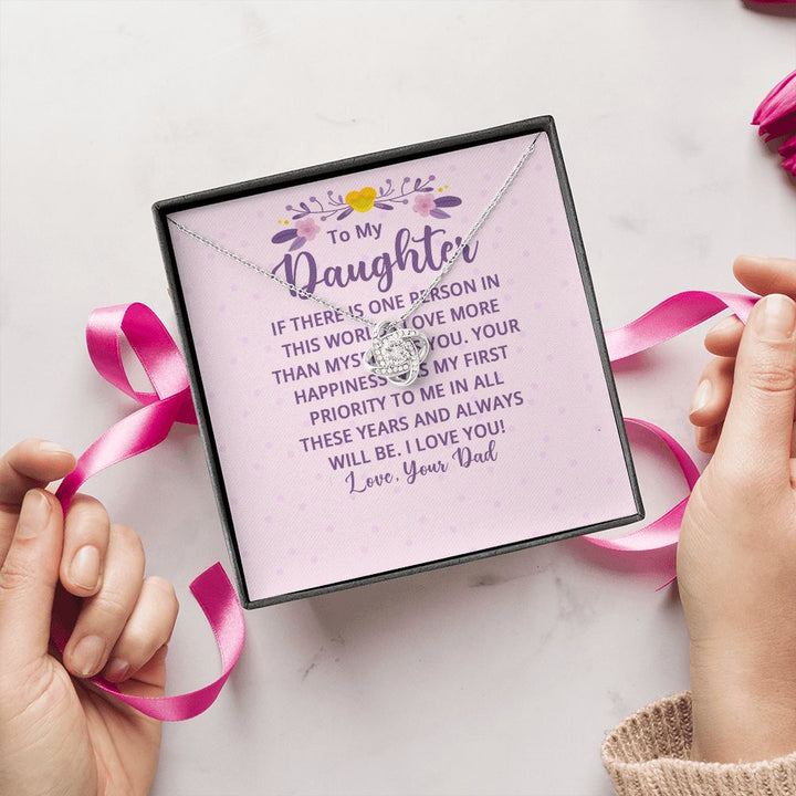 To My Daughter | I Love More Than Myself - Love Knot Necklace