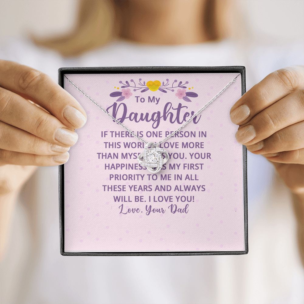 To My Daughter | I Love More Than Myself - Love Knot Necklace
