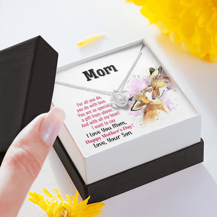 To My Mom | With All My Heart - Love Knot Necklace
