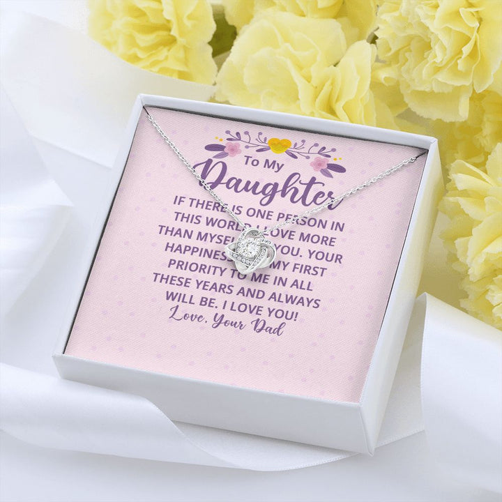 To My Daughter | I Love More Than Myself - Love Knot Necklace