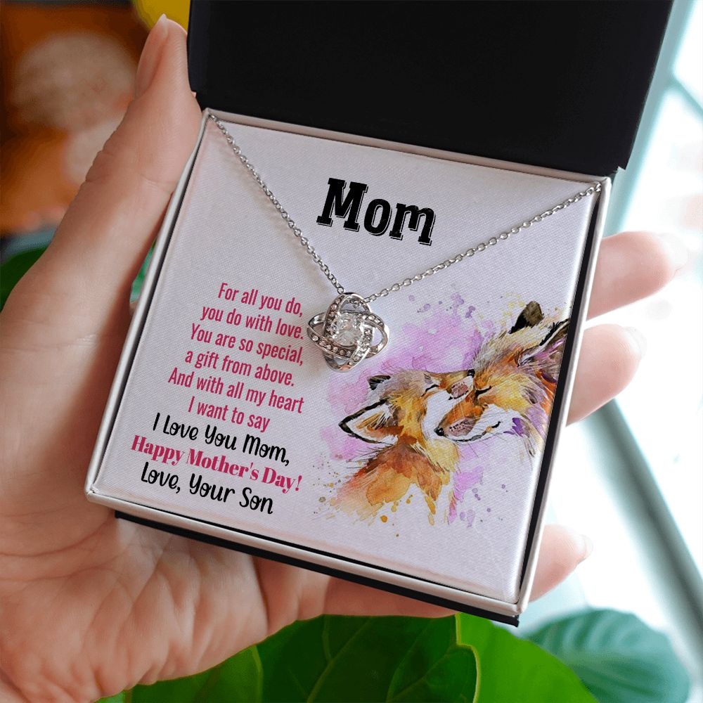 To My Mom | With All My Heart - Love Knot Necklace