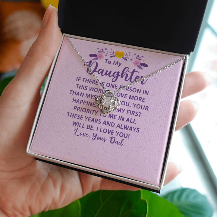 To My Daughter | I Love More Than Myself - Love Knot Necklace