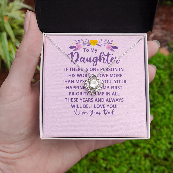 To My Daughter | I Love More Than Myself - Love Knot Necklace