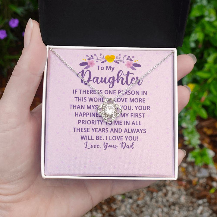 To My Daughter | I Love More Than Myself - Love Knot Necklace