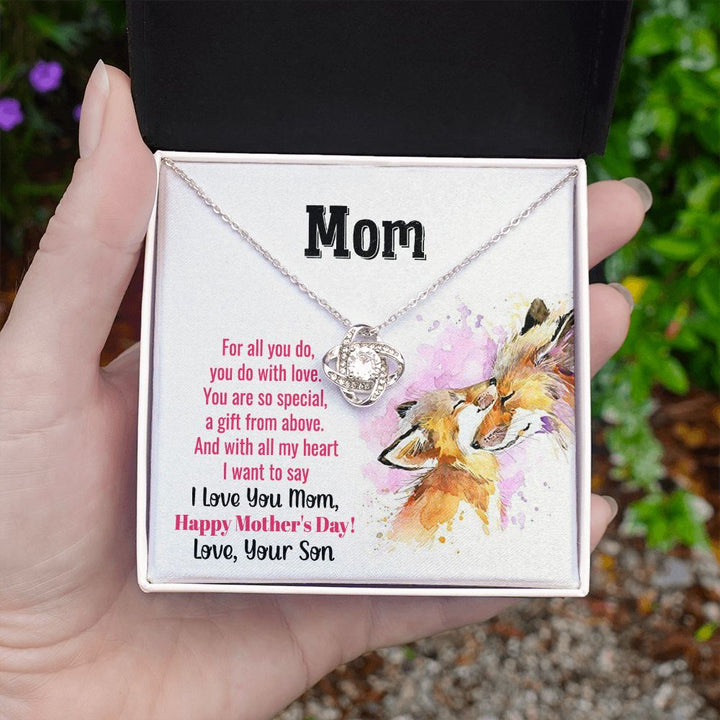 To My Mom | With All My Heart - Love Knot Necklace