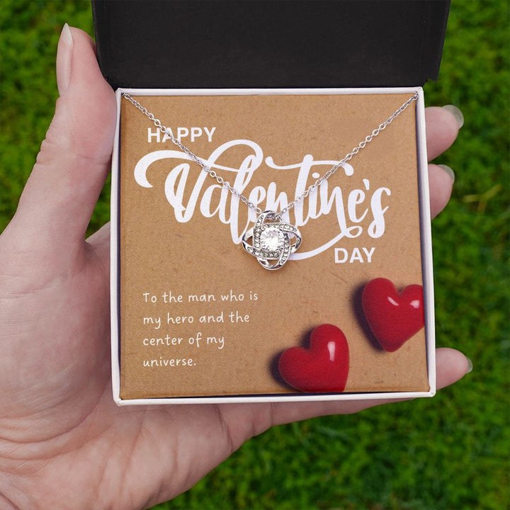 Happy Valentine's Day | To The Man Who is My Hero - Love Knot Necklace