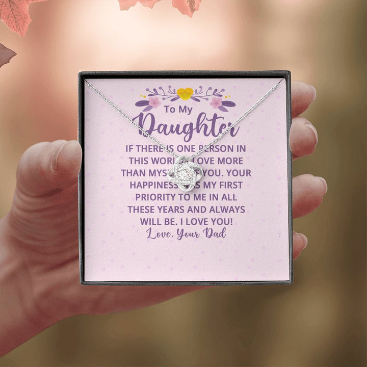 To My Daughter | I Love More Than Myself - Love Knot Necklace
