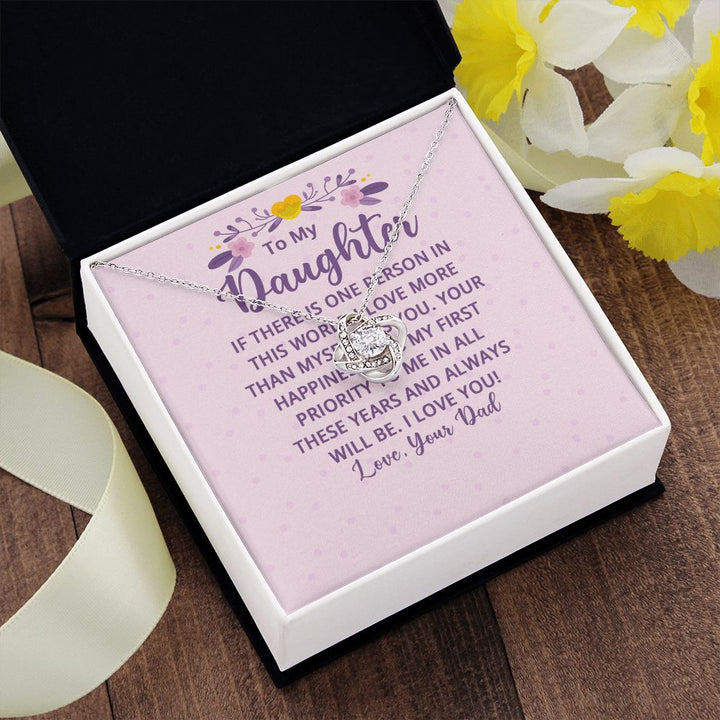 To My Daughter | I Love More Than Myself - Love Knot Necklace
