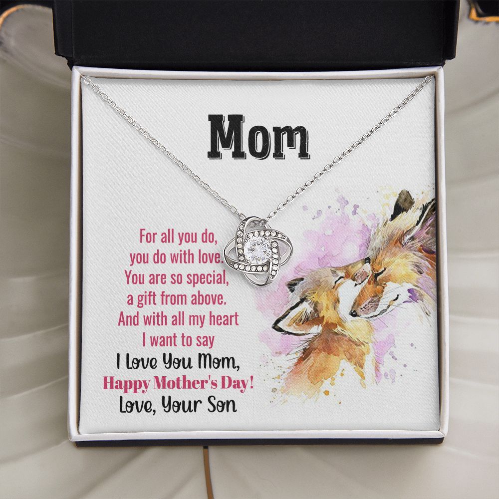To My Mom | With All My Heart - Love Knot Necklace