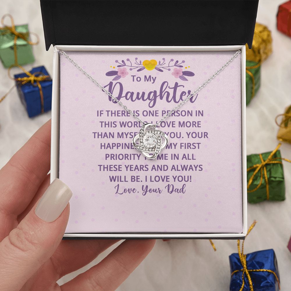 To My Daughter | I Love More Than Myself - Love Knot Necklace