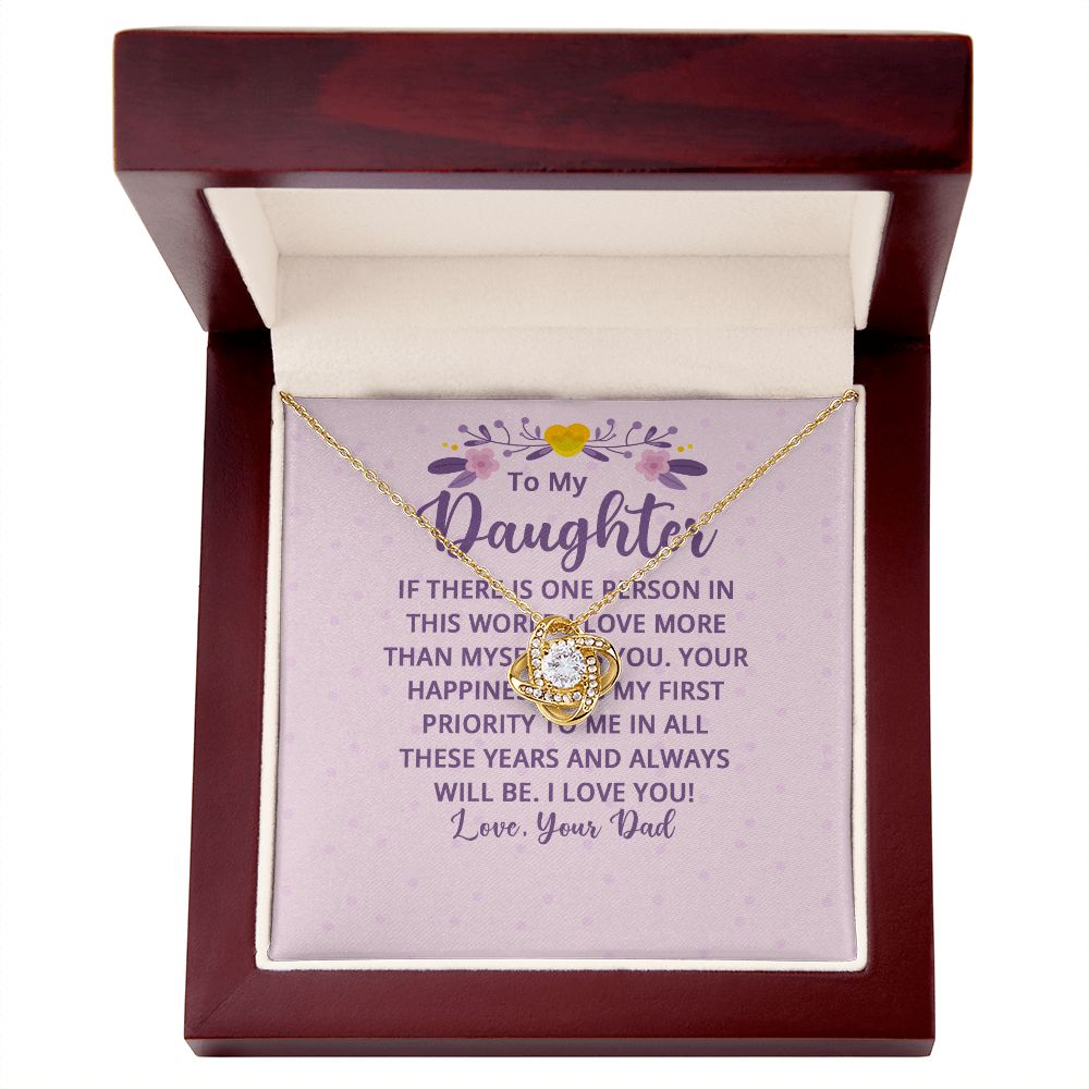 To My Daughter | I Love More Than Myself - Love Knot Necklace