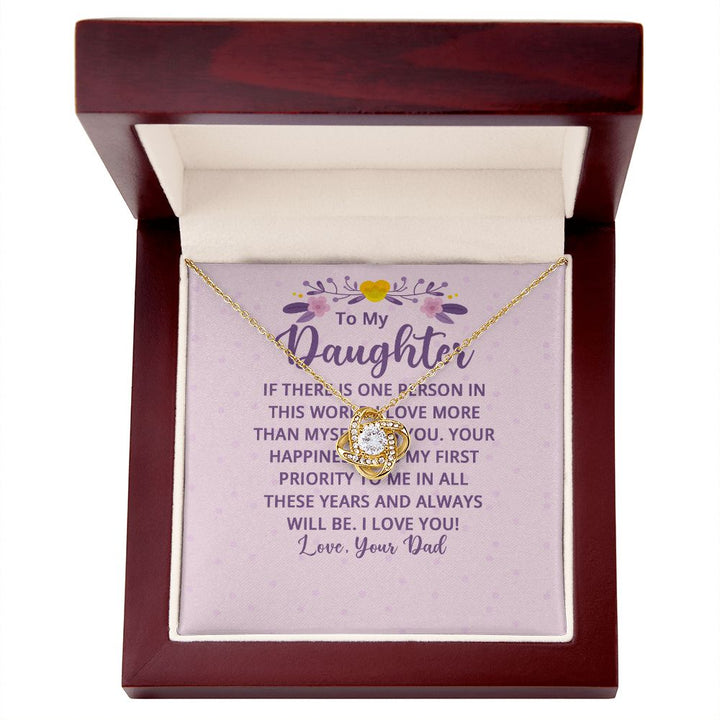 To My Daughter | I Love More Than Myself - Love Knot Necklace