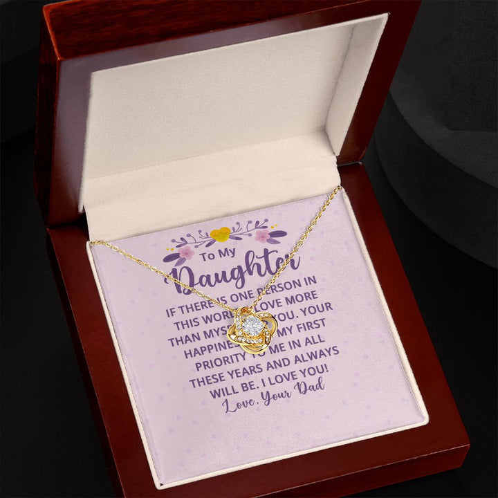 To My Daughter | I Love More Than Myself - Love Knot Necklace