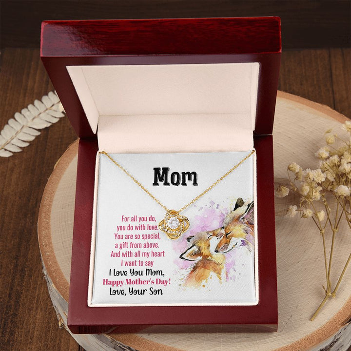 To My Mom | With All My Heart - Love Knot Necklace