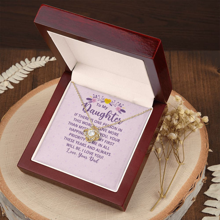 To My Daughter | I Love More Than Myself - Love Knot Necklace