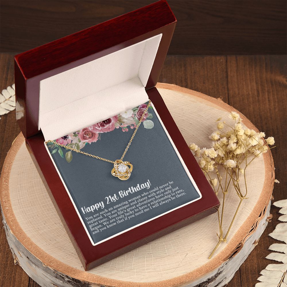 Happy 21st Birthday | If you need me, I will always be there - Love Knot Necklace