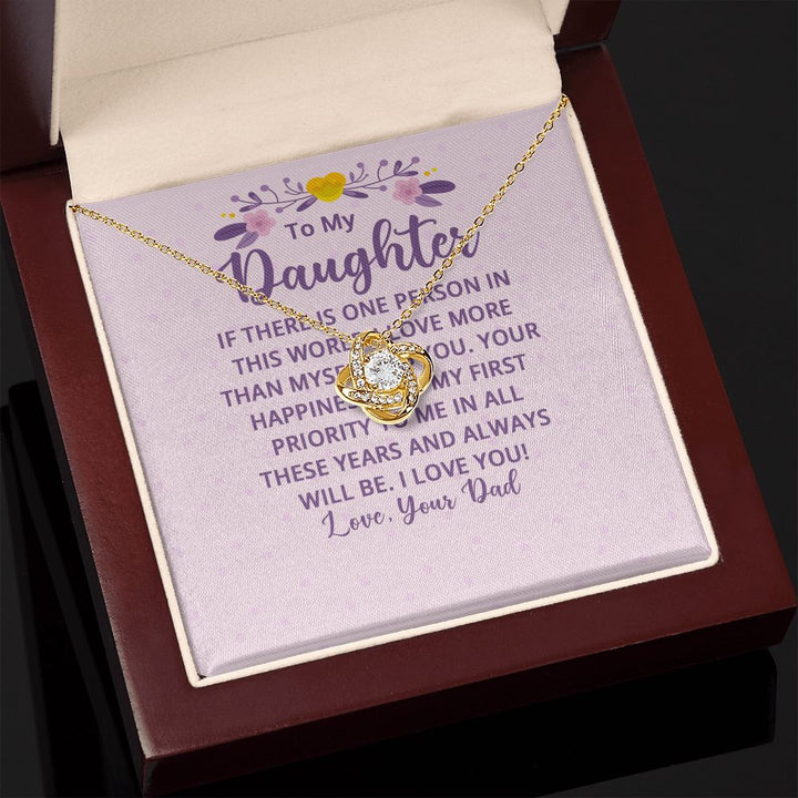 To My Daughter | I Love More Than Myself - Love Knot Necklace