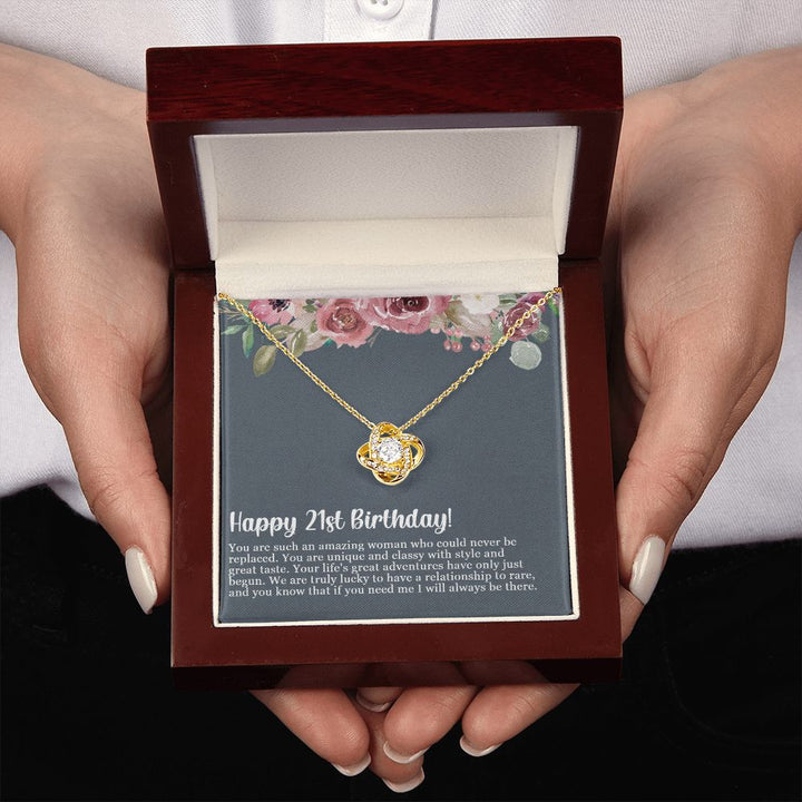 Happy 21st Birthday | If you need me, I will always be there - Love Knot Necklace