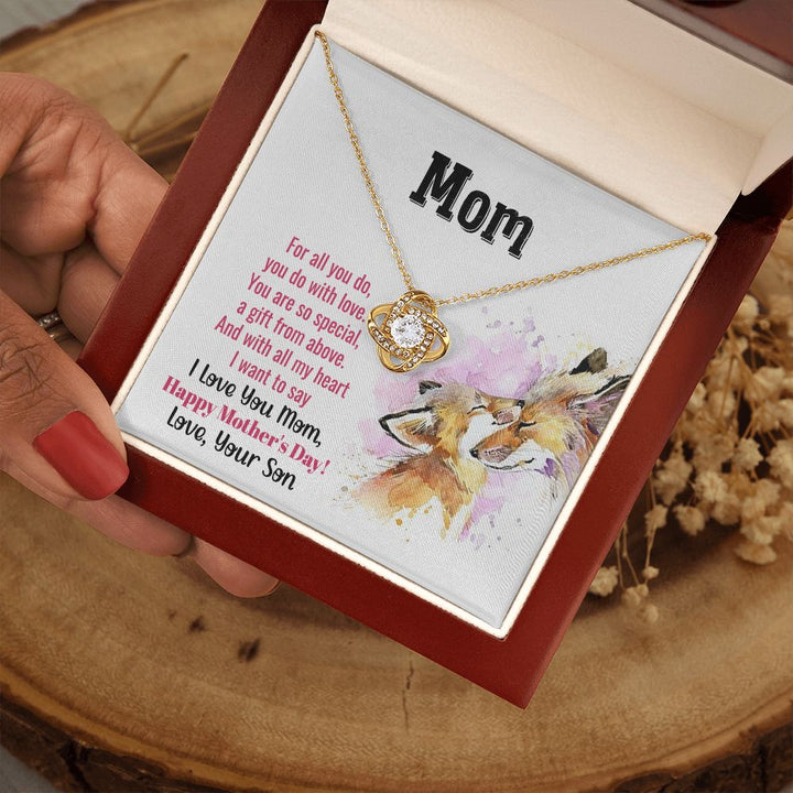 To My Mom | With All My Heart - Love Knot Necklace