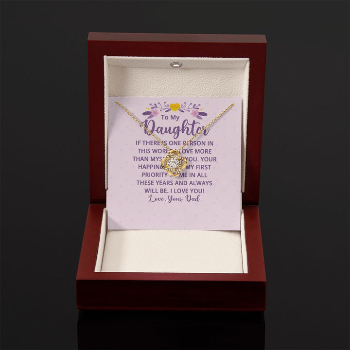 To My Daughter | I Love More Than Myself - Love Knot Necklace