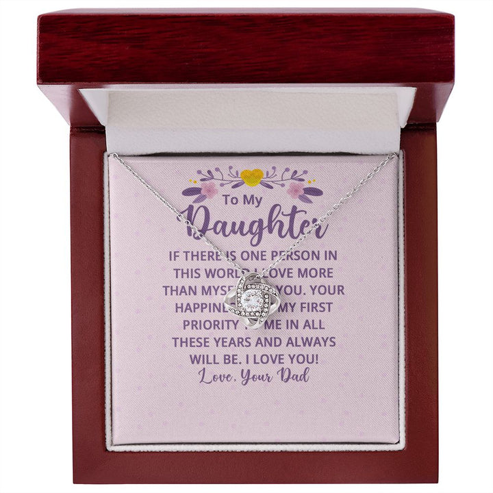To My Daughter | I Love More Than Myself - Love Knot Necklace