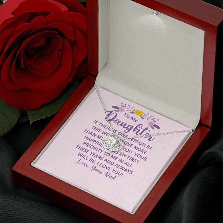 To My Daughter | I Love More Than Myself - Love Knot Necklace