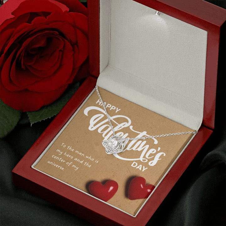 Happy Valentine's Day | To The Man Who is My Hero - Love Knot Necklace