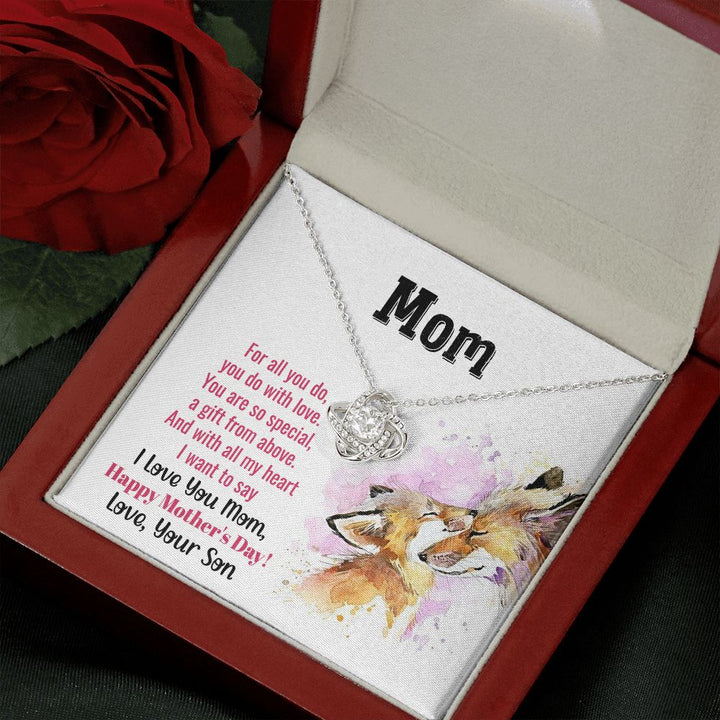To My Mom | With All My Heart - Love Knot Necklace