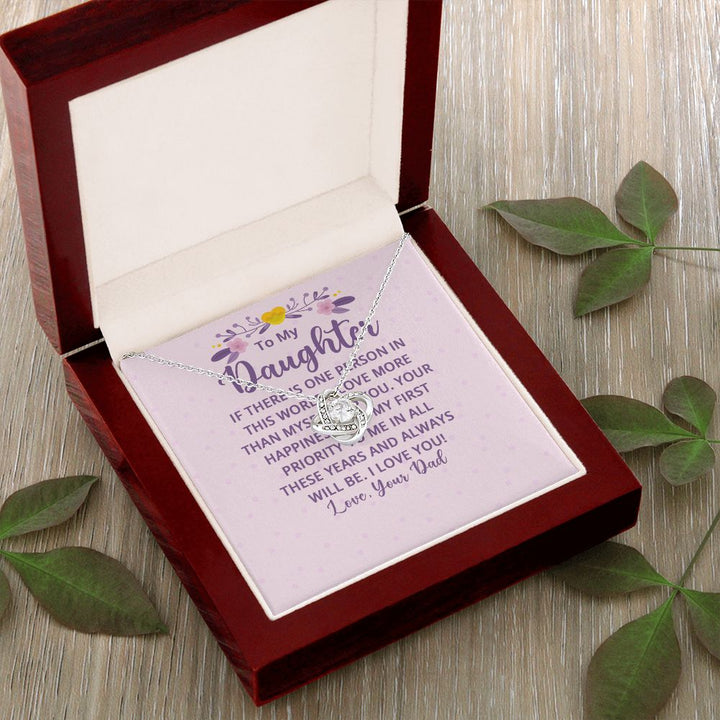 To My Daughter | I Love More Than Myself - Love Knot Necklace