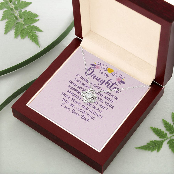 To My Daughter | I Love More Than Myself - Love Knot Necklace
