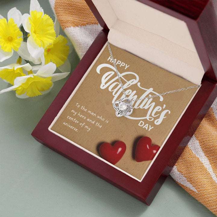 Happy Valentine's Day | To The Man Who is My Hero - Love Knot Necklace
