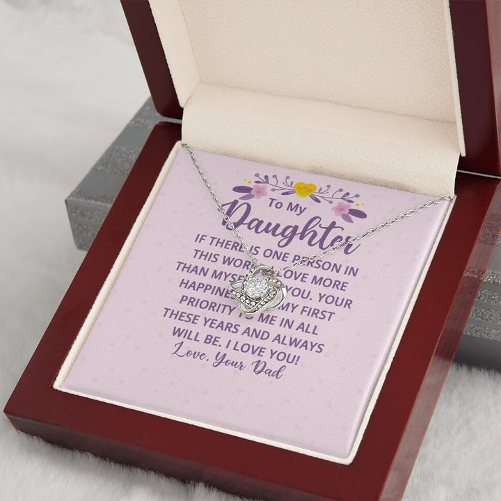 To My Daughter | I Love More Than Myself - Love Knot Necklace