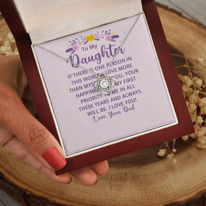 To My Daughter | I Love More Than Myself - Love Knot Necklace