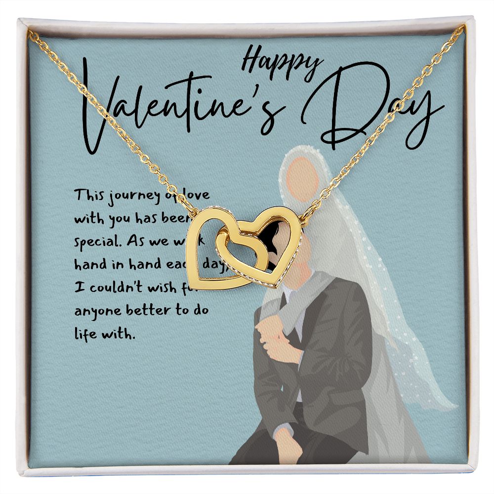 Happy Valentine's Day | Love is a Journey, Not a Destination - Interlocking Hearts Necklace