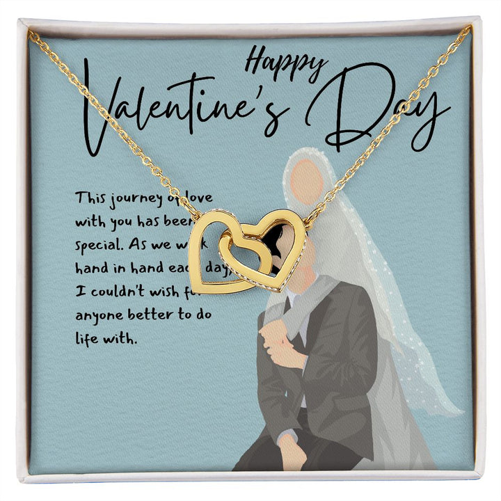 Happy Valentine's Day | Love is a Journey, Not a Destination - Interlocking Hearts Necklace