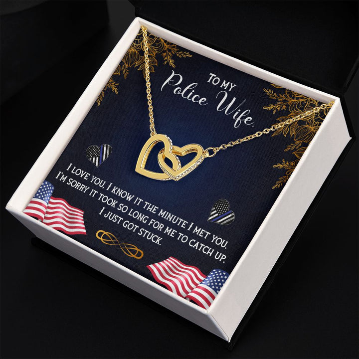 To My Police Wife | You are the Backbone of the Force - Interlocking Hearts Necklace