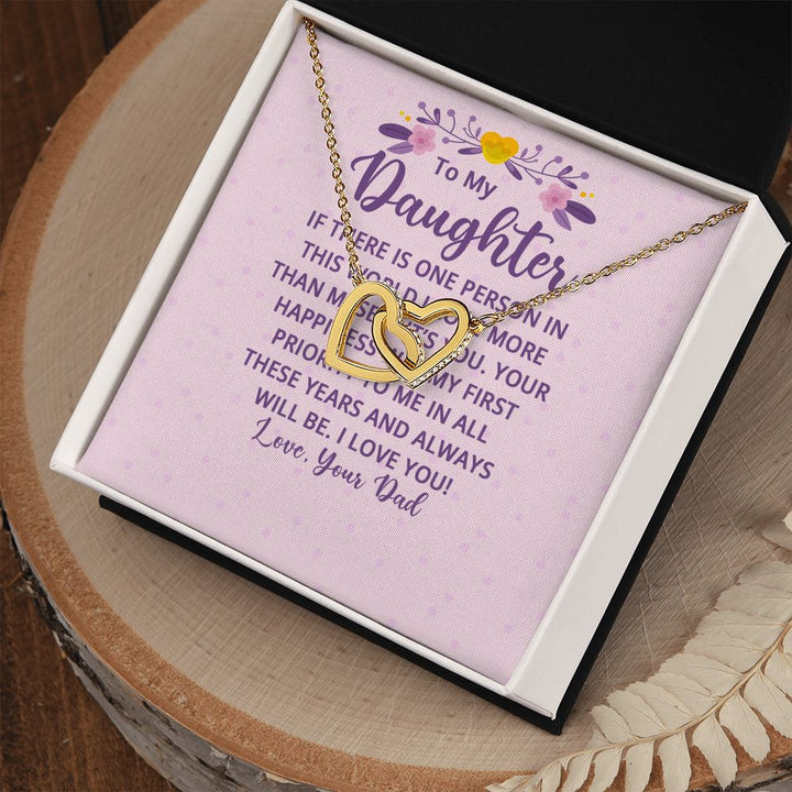 To My Daughter | I Love You! Love, Your Father - Interlocking Hearts Necklace