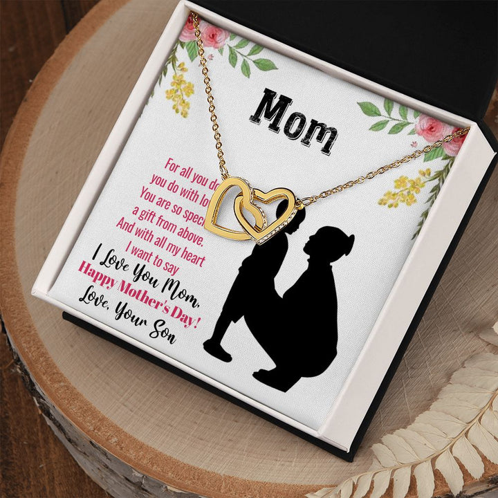 Happy Mother's Day | With all my heart I want to say I love you Mom - Interlocking Hearts Necklace