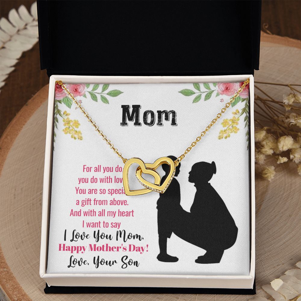 Happy Mother's Day | With all my heart I want to say I love you Mom - Interlocking Hearts Necklace