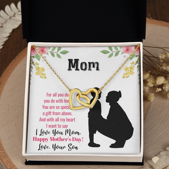 Happy Mother's Day | With all my heart I want to say I love you Mom - Interlocking Hearts Necklace