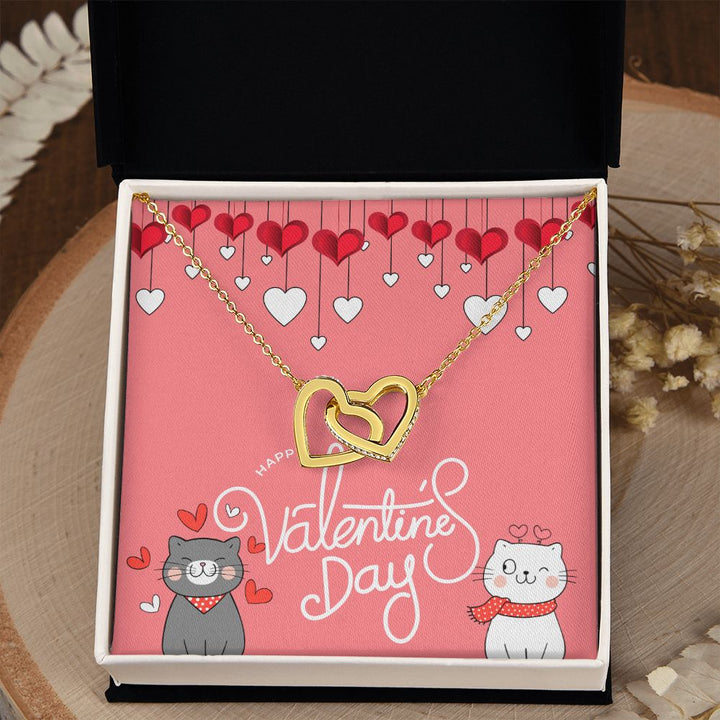 Happy Valentine's Day | Forever my heart's companion - Interlocking Hearts Necklace