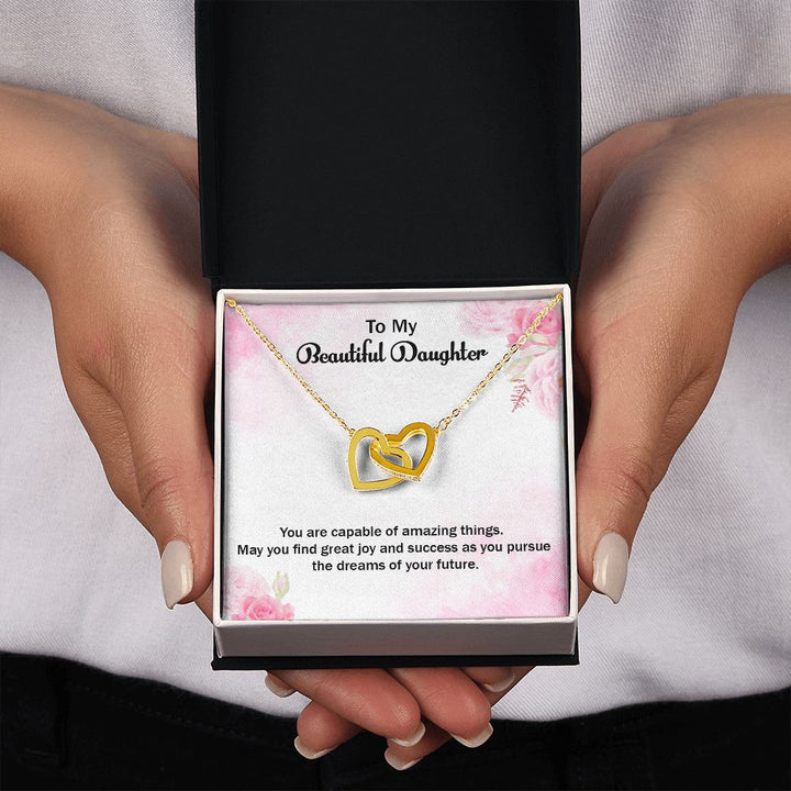 To My Beautiful Daughter | Graduate: A Step Towards Success! - Interlocking Hearts Necklace